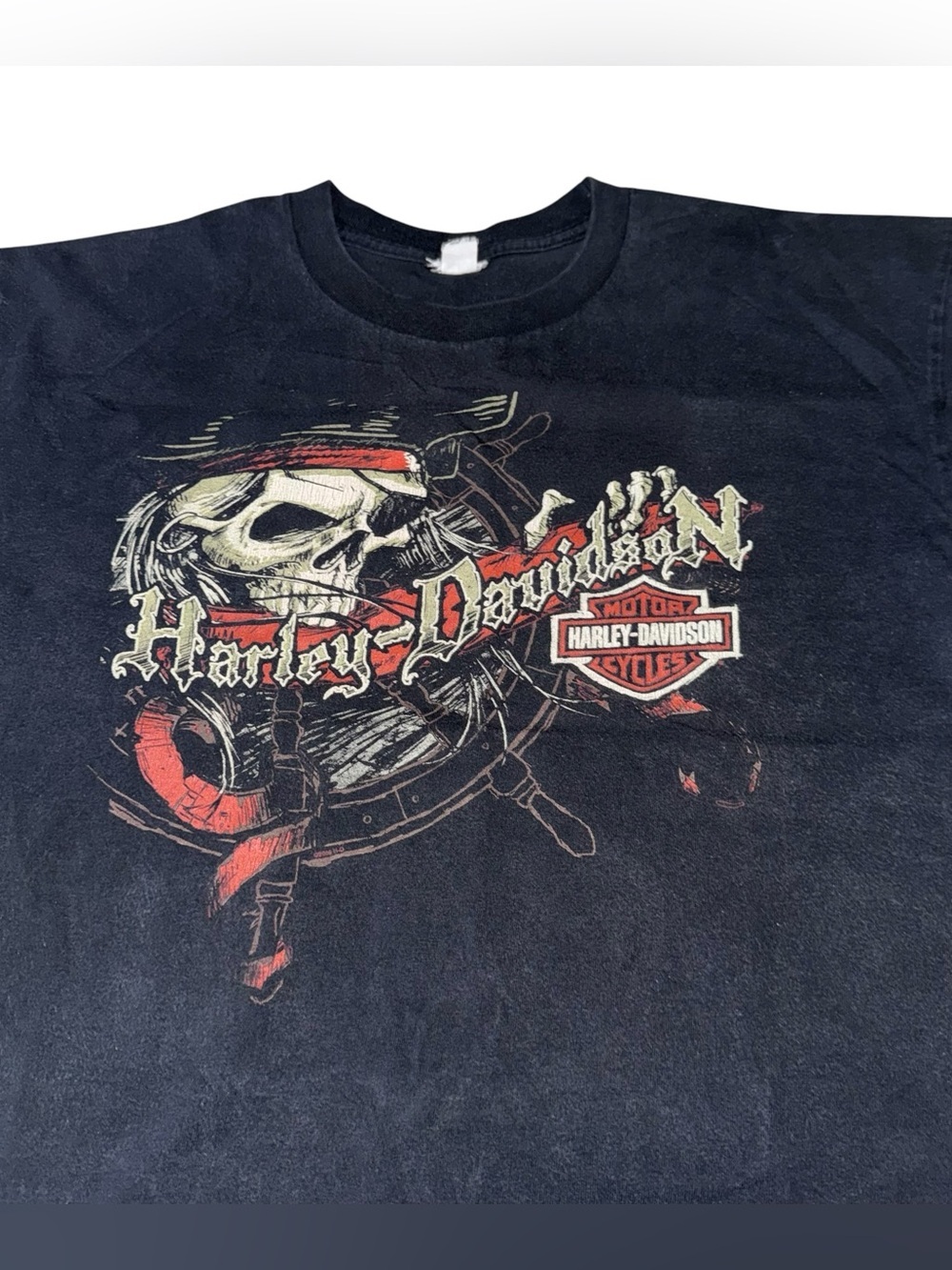 Harley Davidson Men's M Medium Vintage Crewneck T-Shirt Skull Print El Paso TX - Picture 2 of 4